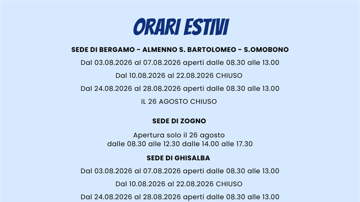 Chiusure Estive 2026
